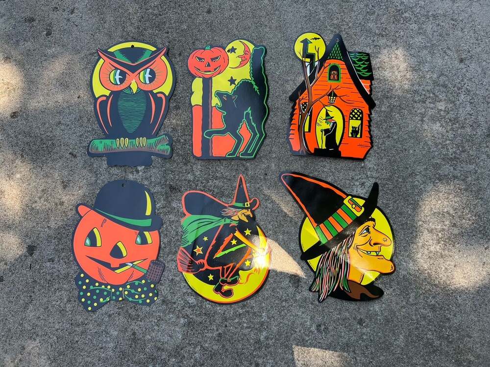 Set of 6 Vintage Beistle Halloween Embossed Die-Cut Decorations